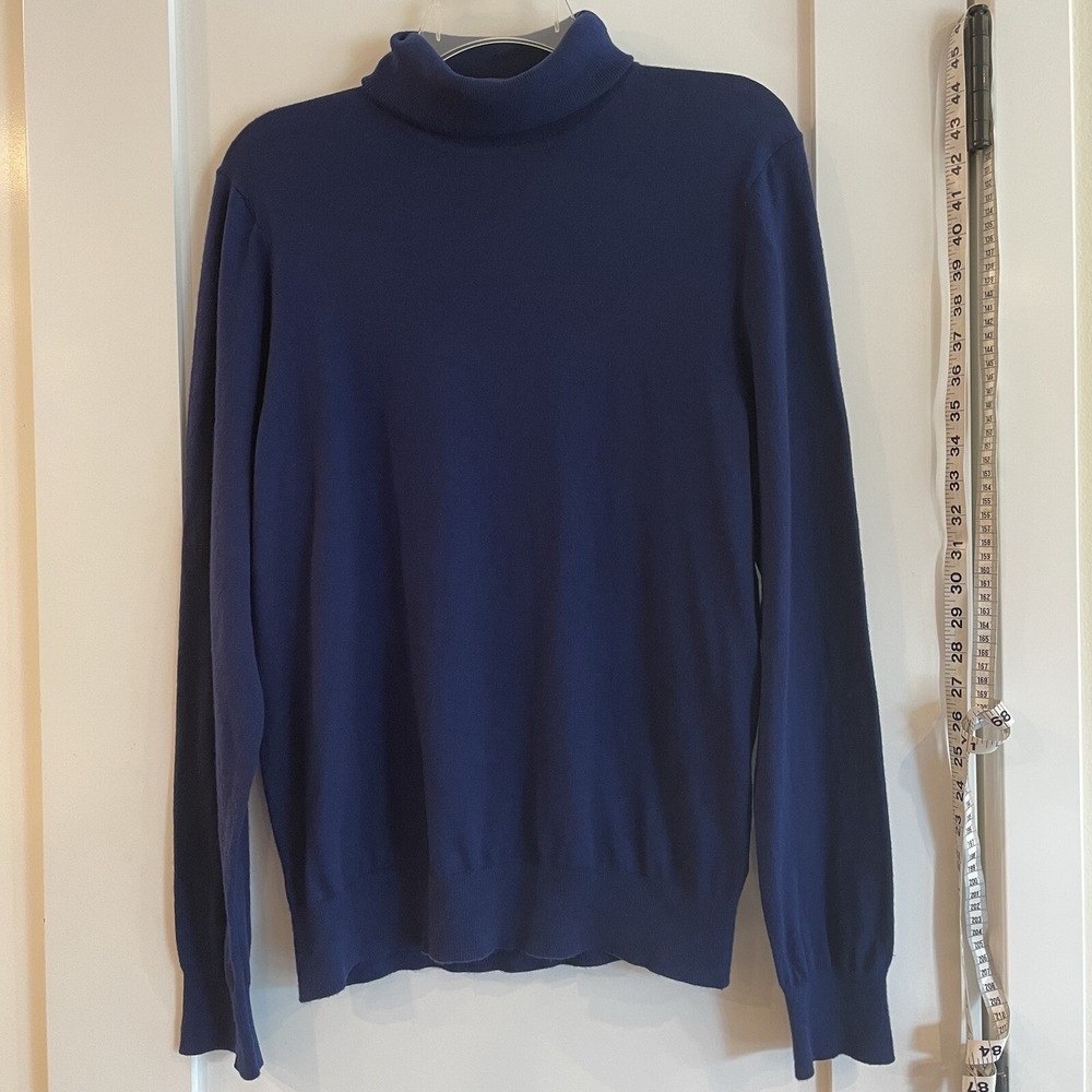 Paisley Gray Mens Turtleneck Sweater Blue L Slim Fit Wool Blend‎ Quiet Luxury